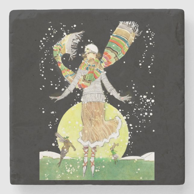 Art Deco Skater Stone Coaster (Front)