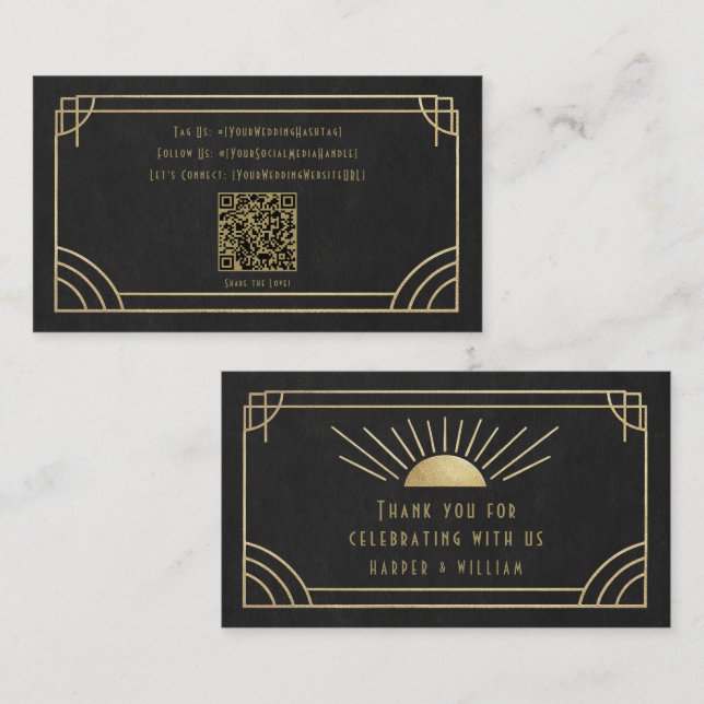 Art Deco Social & Thank You Cards (Front/Back)