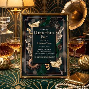 Art Deco Speakeasy Murder Mystery Christmas Party Invitation
