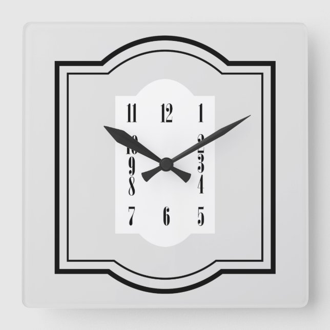 Art Deco Square Square Wall Clock (Front)