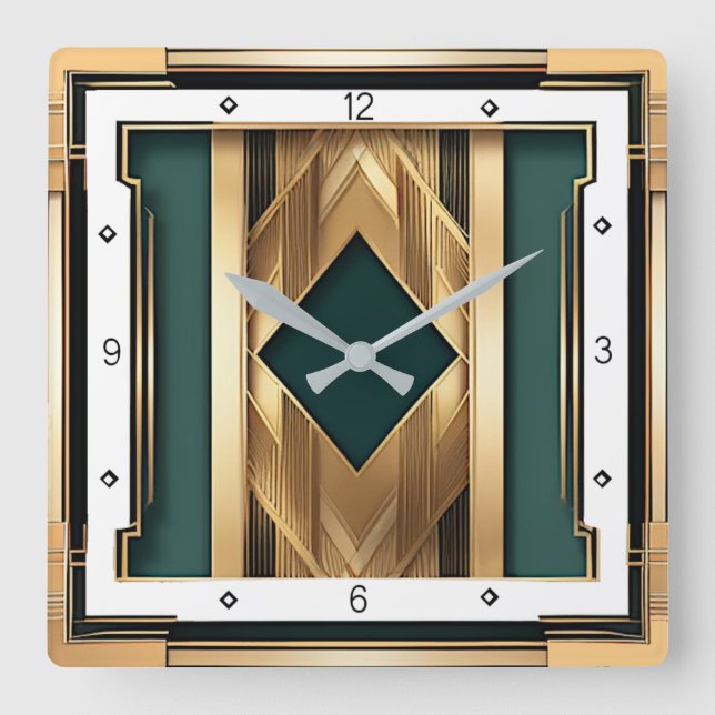 Art Deco Square Wall Clock (Front)