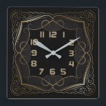 Art Deco Square Wall Clock<br><div class="desc">Great clock design. You will love it like others. be free to use this design for other product you like or to customise and add your text. Follow me for more. Thank you. Have a nice day.</div>