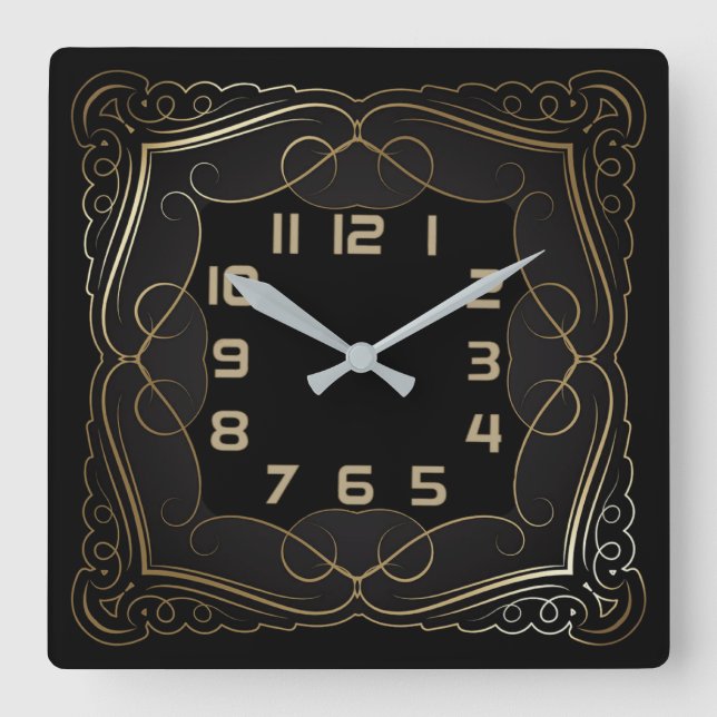 Art Deco Square Wall Clock (Front)