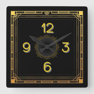 Art deco square wall clock