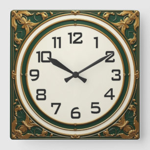 Art Deco Square Wall Clock