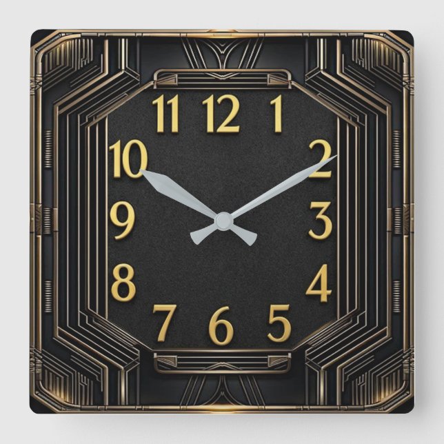 Art Deco Square Wall Clock (Front)