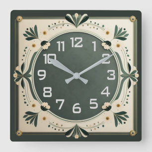 Art Deco Square Wall Clock