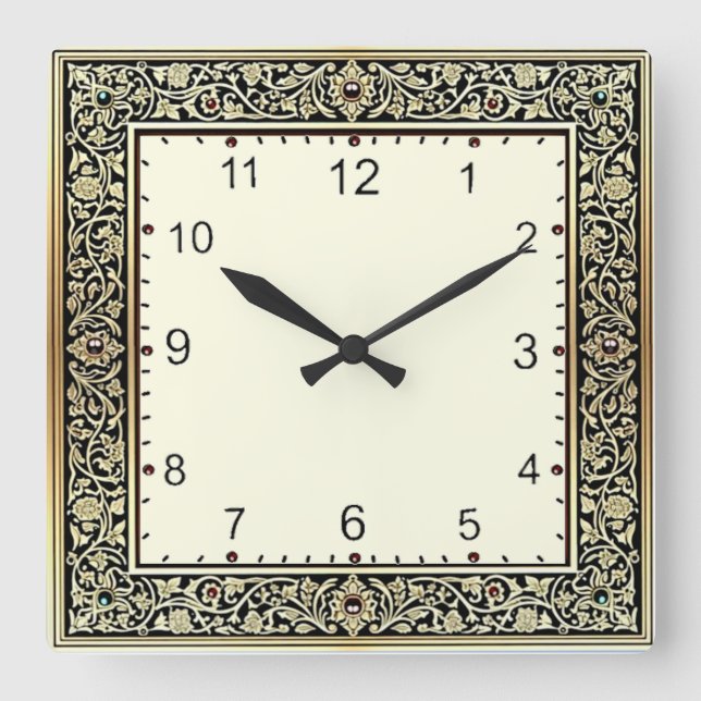 Art Deco Square Wall Clock (Front)