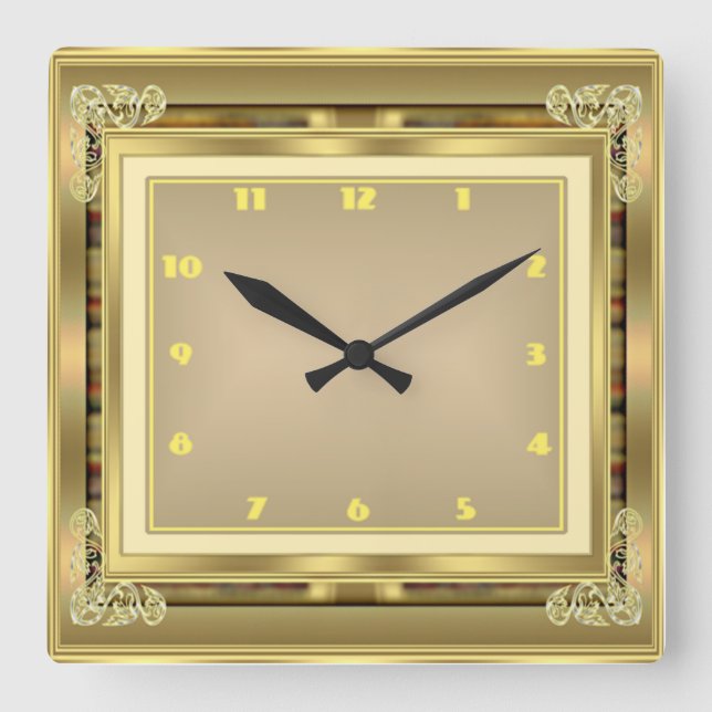 Art Deco Square Wall Clock (Front)