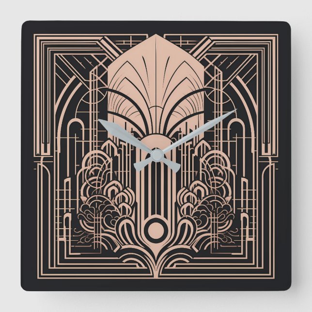 Art Deco Square Wall Clock (Front)