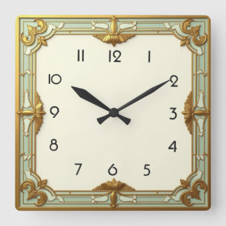 Art Deco Square Wall Clock