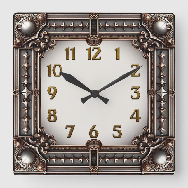 Art Deco Square Wall Clock (Front)