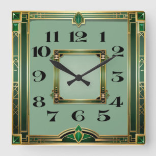 Art Deco Square Wall Clock