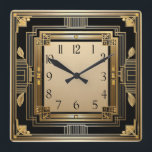 Art Deco Square Wall Clock<br><div class="desc">Great clock design. You will love it like others. Be free to use this design for other product you like or to customise and add your text. Follow me for more. Thank you. Have a nice day.</div>