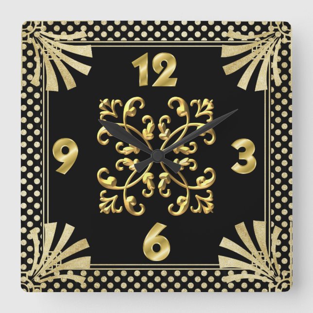Art Deco Square Wall Clock (Front)