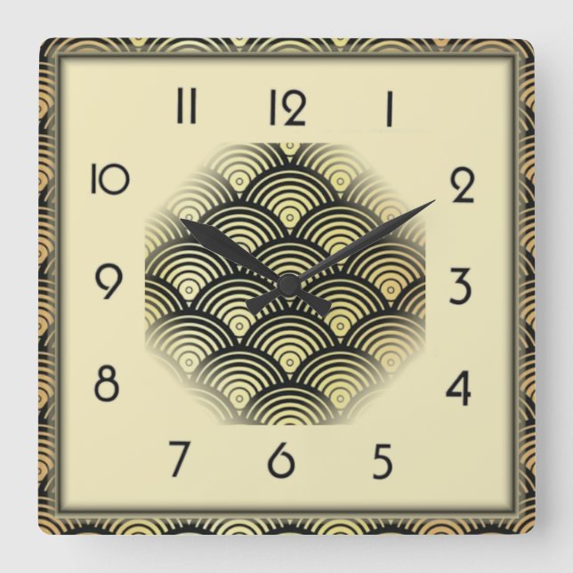 Art Deco Square Wall Clock (Front)