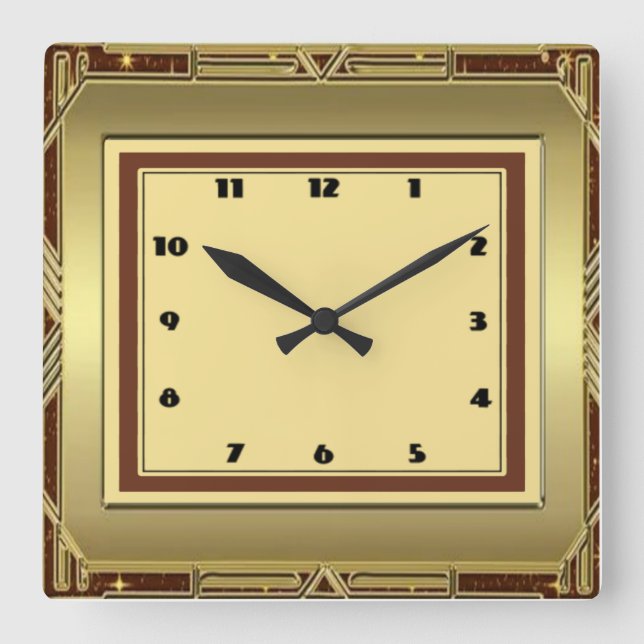 Art Deco Square Wall Clock (Front)