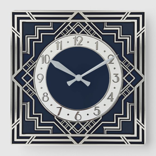 Art Deco Square Wall Clock (Front)