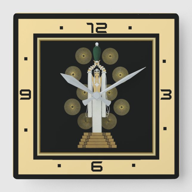 Art Deco Square Wall Clock (Front)