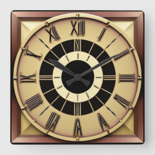 Art Deco Square Wall Clock