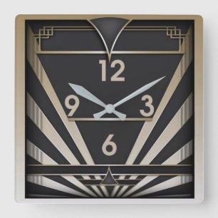 Art Deco Square Wall Clock
