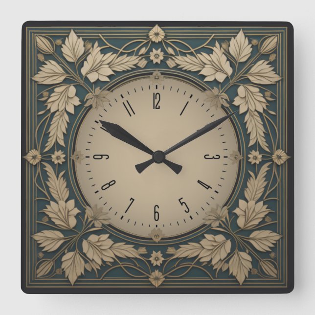 Art Deco Square Wall Clock (Front)