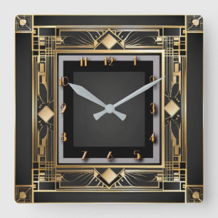 Art Deco Square Wall Clock