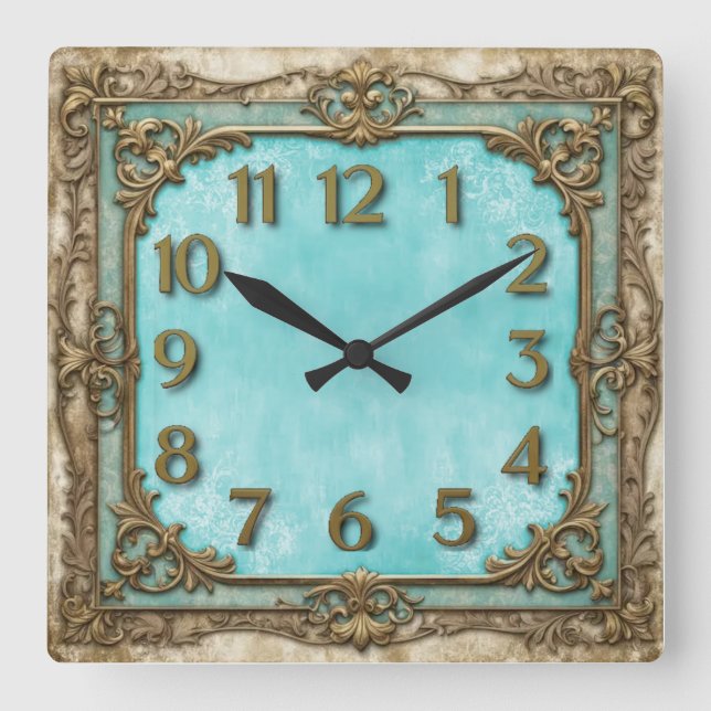 Art Deco Square Wall Clock (Front)