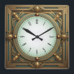 Art Deco Square Wall Clock<br><div class="desc">Great clock design. You will love it like others. Be free to use this design for other product you like or to customise and add your text. Follow me for more. Thank you. Have a nice day.</div>
