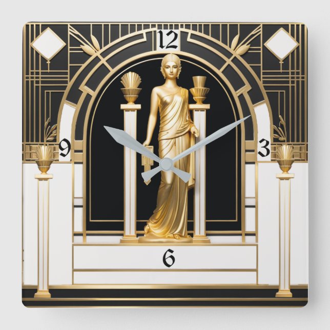 Art Deco Square Wall Clock (Front)