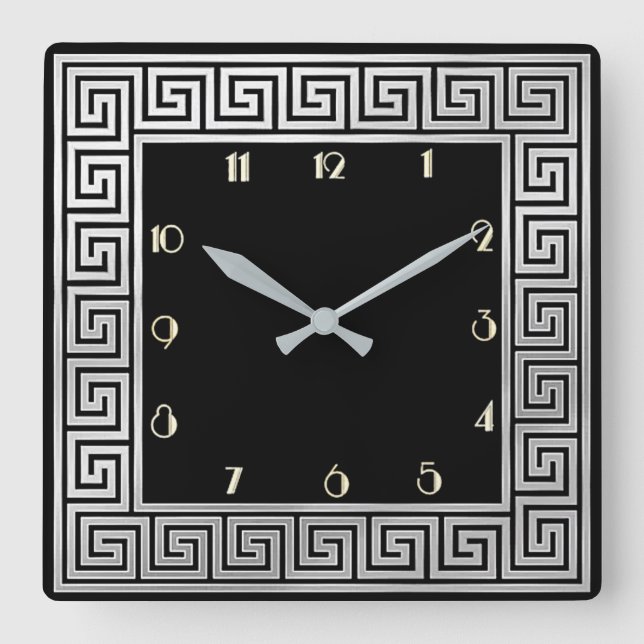 Art Deco Square Wall Clock (Front)