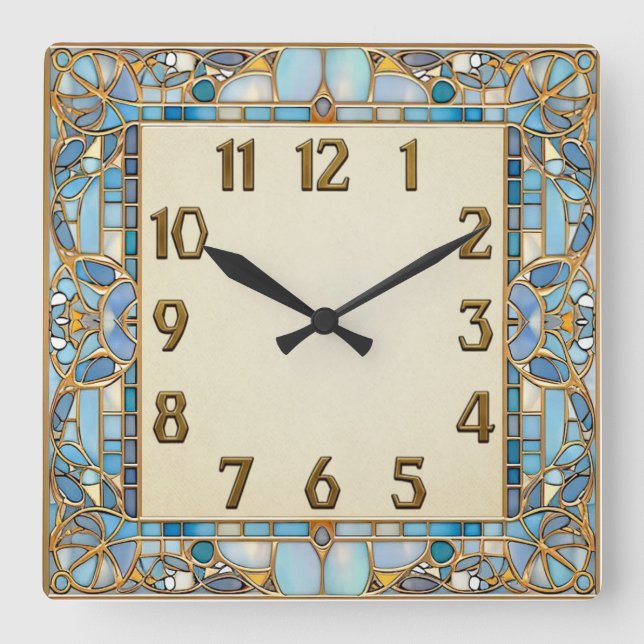 Art Deco Square Wall Clock (Front)
