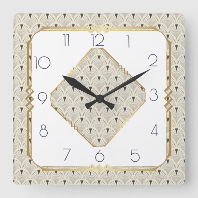 Art Deco Square Wall Clock (Front)
