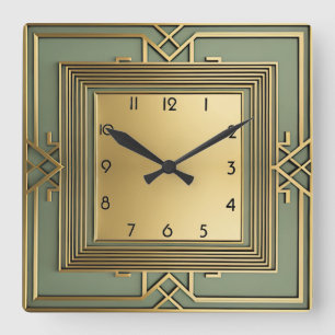 Art Deco Square Wall Clock