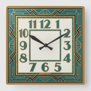 Art Deco Square Wall Clock