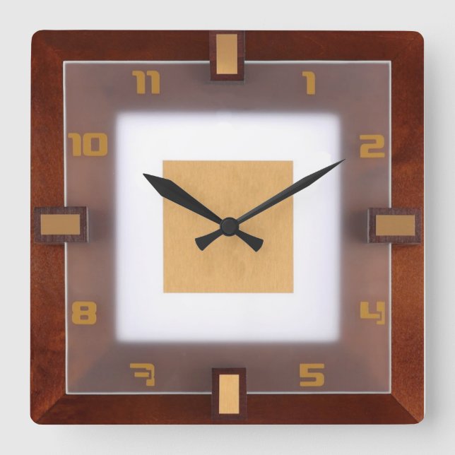 Art Deco Square Wall Clock (Front)