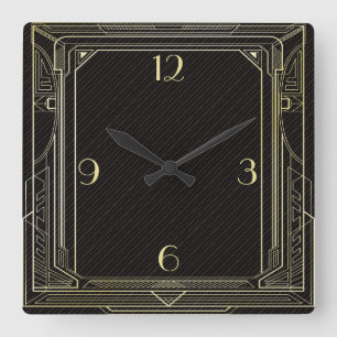 Art Deco Square Wall Clock