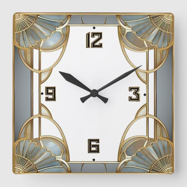 Art Deco Square Wall Clock (Front)