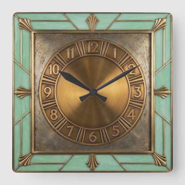 Art Deco Square Wall Clock (Front)