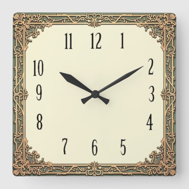 Art Deco  Square Wall Clock (Front)
