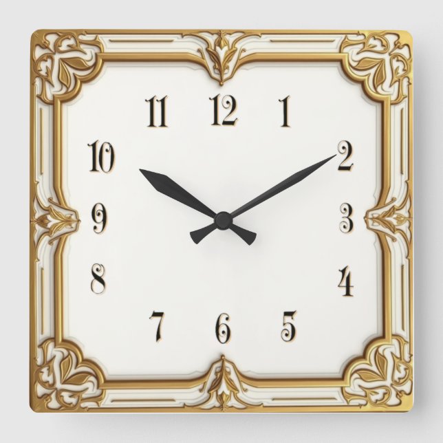 Art Deco Square Wall Clock (Front)