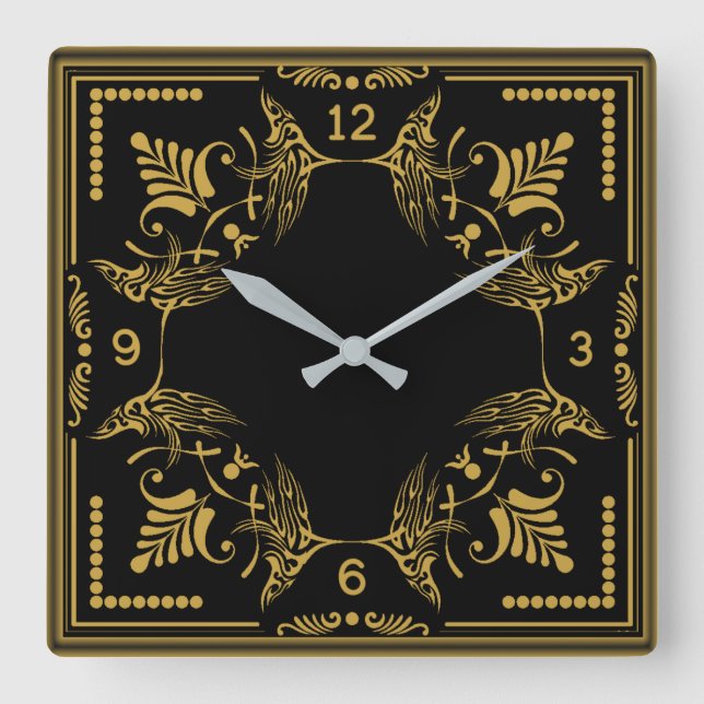 Art Deco Square Wall Clock (Front)