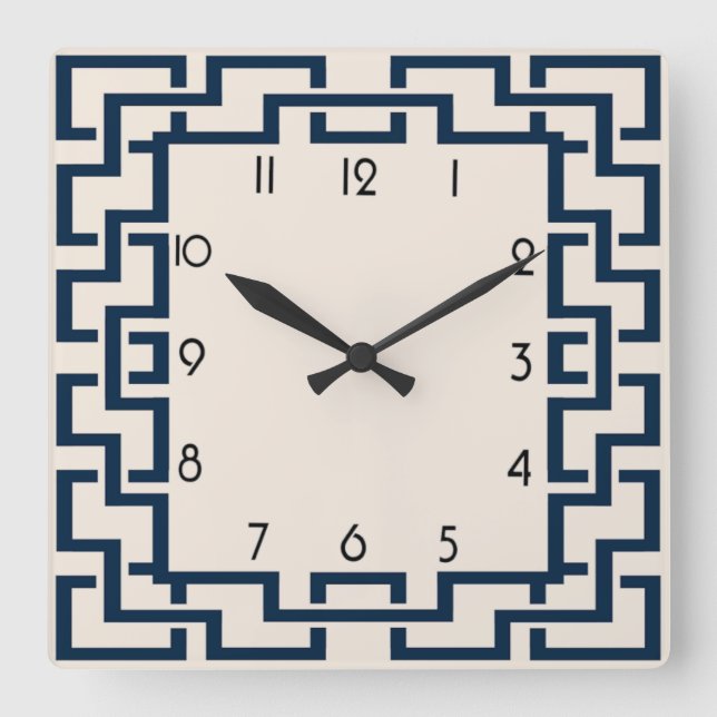 Art Deco Square Wall Clock (Front)
