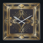 Art Deco Square Wall Clock<br><div class="desc">Great clock design. You will love it like others. Be free to use this design for other product you like or to customise and add your text. Follow me for more. Thank you. Have a nice day.</div>