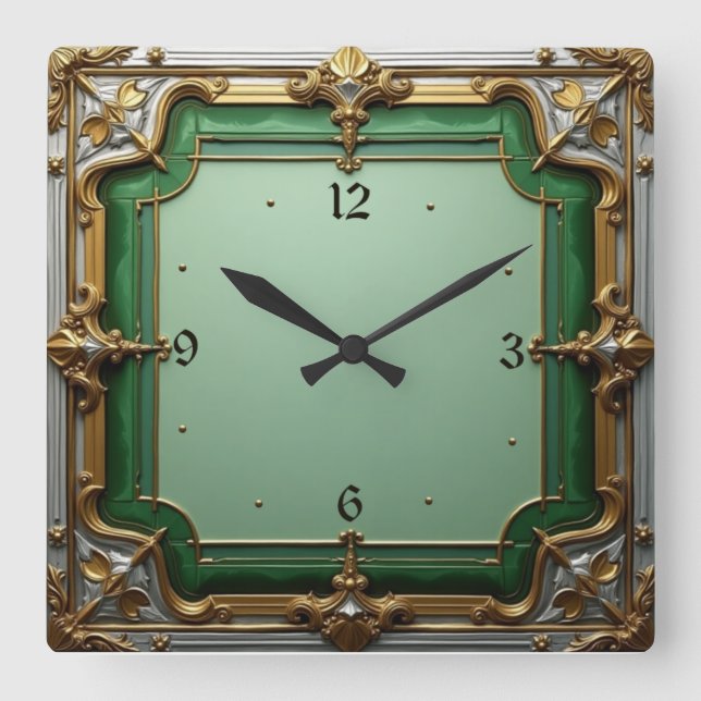 Art Deco  Square Wall Clock (Front)