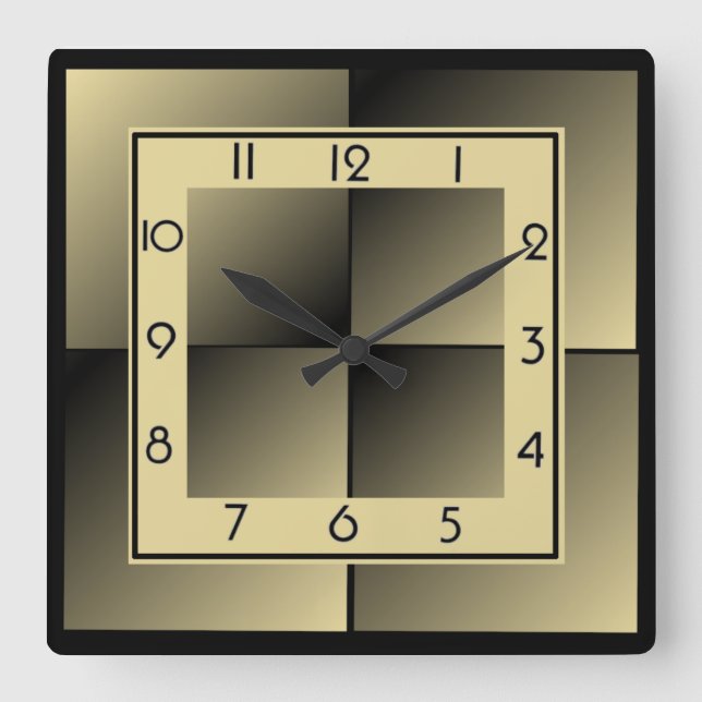 Art Deco Square Wall Clock (Front)
