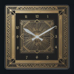 Art Deco Square Wall Clock<br><div class="desc">Great clock design. You will love it like others. Be free to use this design for other product you like or to customise and add your text. Follow me for more. Thank you. Have a nice day.</div>