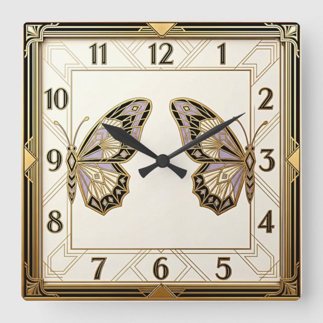 Art Deco Square Wall Clock (Front)