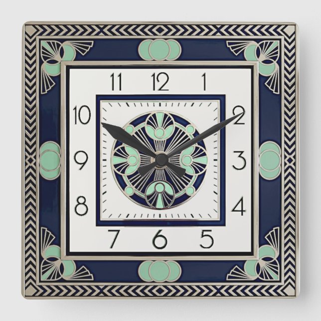 Art Deco Square Wall Clock (Front)