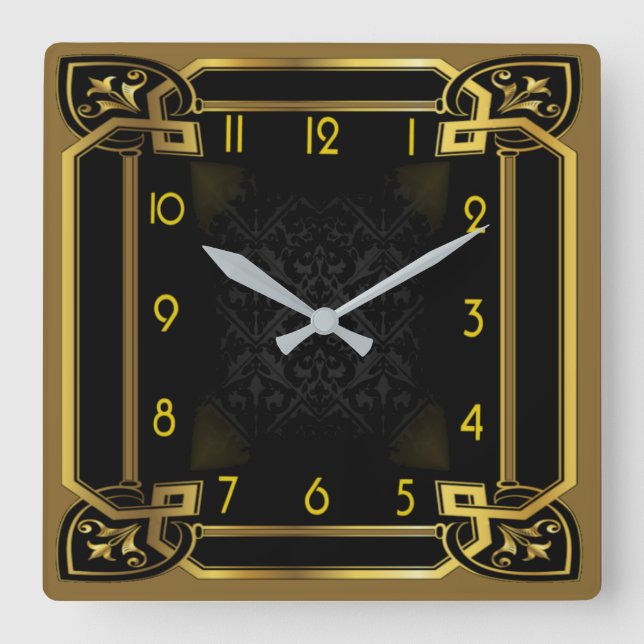 Art Deco Square Wall Clock (Front)